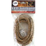 Stern Fabrik jute lichtsnoer - 2x st - 10 leds - warm wit - 150 cm