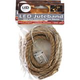 Stern Fabrik jute lichtsnoer - 2x st - 10 leds - warm wit - 150 cm