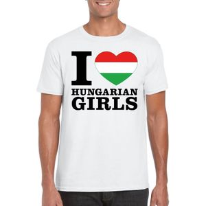 Wit I love Hungarian girls/ I love Hongaarse dames t-shirt voor heren