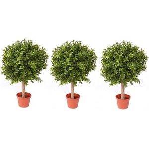 3x Buxus kunstplanten op stam in pot 36 cm