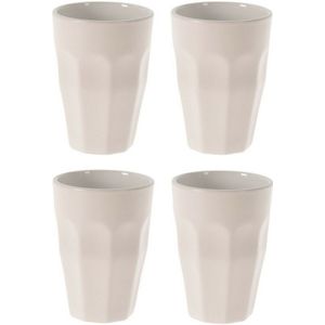 Excellent Houseware Thee/koffie mokken - 4x - wit- porselein - 330 ml