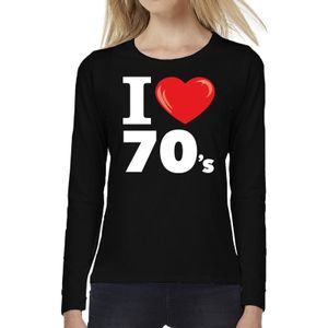 Seventies long sleeve shirt met I love 70s bedrukking zwart voor dames