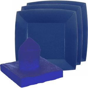 Santex servies set karton - 10x bordjes/20x servetten - kobalt blauw