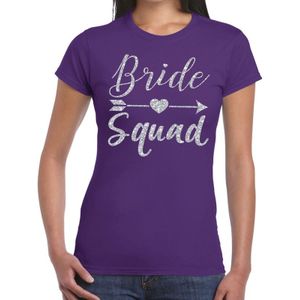 Bride Squad zilveren letters fun t-shirt paars voor dames