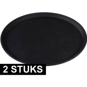 2x Ronde dienbladen zwart kunststof 40,5 cm (woonaccessoires) € 24 bij Fun-en-feest.nl | beslist.nl
