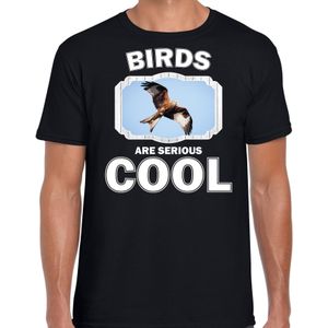 T-shirt birds are serious cool zwart heren - arenden/ rode wouw roofvogel shirt