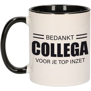 1x stuks personeel / werknemer cadeau mok zwart / bedankt collega voor je top inzet