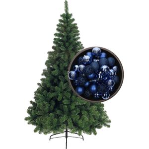 Bellatio Decorations kunst kerstboom 150 cm met kerstballen kobalt blauw