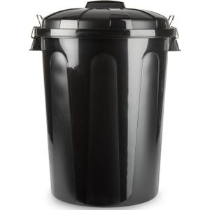 Kunststof afvalemmers/vuilnisemmers zwart 70 liter met deksel