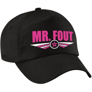 Foute party pet / baseball cap Mr. fout roze op zwart voor heren