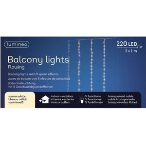 LED gordijnverlichting balkon warm wit 220 lampjes