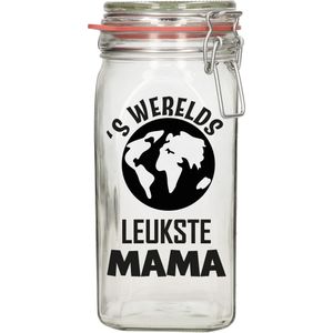 Bellatio Decorations Cadeau voorraadpot/snoeppot - mama - glas - 12 x 7 cm - 1,5 liter - Moederdag