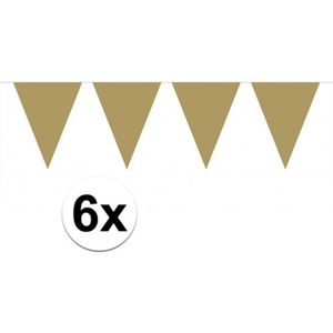 6x vlaggenlijnen goud kleurig 10 m