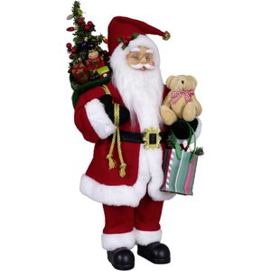 Kerstman beeld - H45 cm - rood - staand - kerstpop
