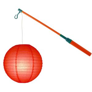 Lampionstokje 40 cm - met lampion - rood - D25 cm
