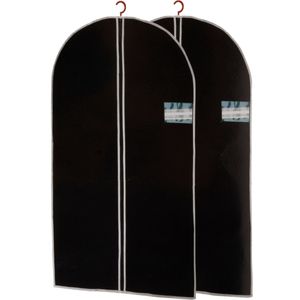 Set van 2x Stuks Zwarte Kledinghoezen 60 X 150 cm - Kledinghoezen - Bescherm Hoezen Voor Kleding