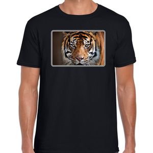 Dieren t-shirt met tijgers foto zwart voor heren - tijger cadeau shirt