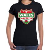 Welsh / Wales supporter t-shirt zwart voor dames
