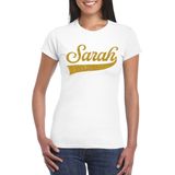 Bellatio Decorations - T-shirt - Wit - Sarah - Glitter Goud - 50 Jaar