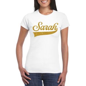 Bellatio Decorations - T-shirt - Wit - Sarah - Glitter Goud - 50 Jaar