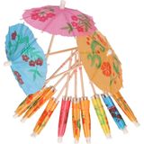 36x stuks Hawaii gekleurde ijs parasols cocktailprikkers