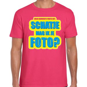 Schatje mag ik je foto foute party shirt roze heren