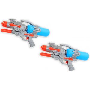 2x Waterpistool/waterpistolen grijs 46 cm