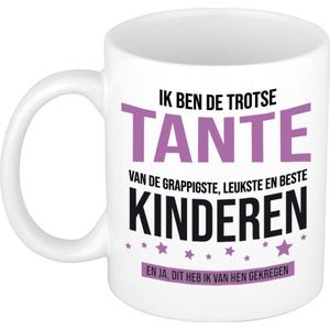 Bellatio Decorations Cadeau koffie/thee mok voor tante - paars - trotse tante - 300 ml