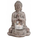 Boeddha beeldje theelichthouders/windlichten 19 cm - Waxinelicht houders Boeddha beeldjes