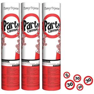 3x stuks party poppers confetti kanon shooters 30 jaar