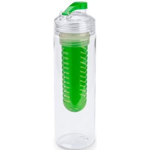 Drinkfles/waterfles tranparant met groen fruit filter 700 ml