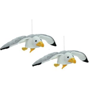 Set van 2x stuks pluche knuffel Zeemeeuw vogel 31 cm - Speelgoed knuffels