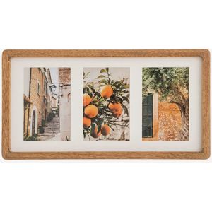 Atmosphera Collage fotolijst voor 3x foto - voor 10 x 15 cm fotos - Mango hout - beige - 40 x 21 cm