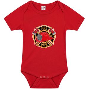 Verkleed kraamcadeau brandweer logo rompertje rood jongens en meisjes