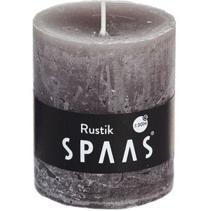 SPAAS Rustieke Cilinderkaars/Stompkaars - taupe - 7 x 8 cm - 30 branduren