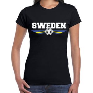 Zweden / Sweden landen / voetbal shirt met wapen in de kleuren van de Zweedse vlag zwart voor dames