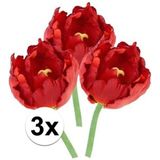 3x Kunstbloemen tulp rood 25 cm