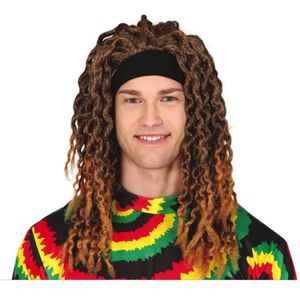 Fiestas Guirca Verkleedpruik voor heren - rasta/dreads pruik Jamaica - bruin