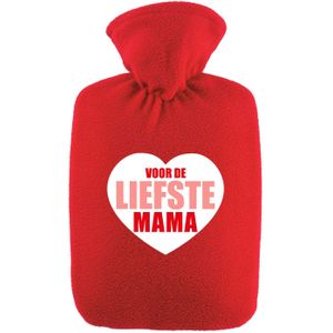 Warmwaterkruik Voor de liefste mama rood 1,8 liter fleece hoes