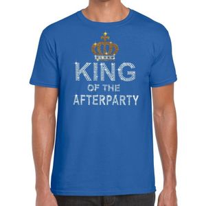 Blauw King of the afterparty glitter steentjes t-shirt heren