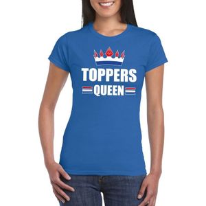 Blauw t-shirt dames met tekst Toppers Queen