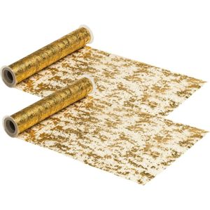 Chaks Tafelloper op rol - 2x - goud - 29 x 500 cm - polyester