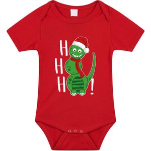 Bellatio Decorations kerst baby rompertje - rood - sneeuwpop dino