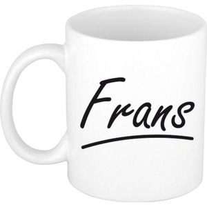 Frans voornaam kado beker / mok sierlijke letters - gepersonaliseerde mok met naam