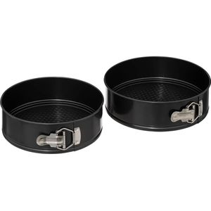 5Five taarten bakken bakvorm/spring vorm/bakgerei - zwart - metaal - Dia 24 en 22 cm - 2 delig