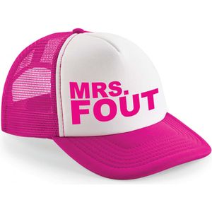 Bellatio Decorations foute party snapback/cap - mrs.fout - roze/wit - pet - dames - feestkleding