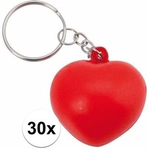 30x Anti-stress hartjes sleutelhanger