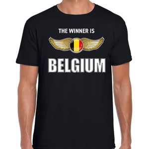 Belgie landen shirt zwart met The winner is Belgium songfestival bedrukking voor heren