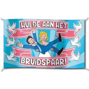 Hulde aan het bruidspaar versiering banner 100 x 150 cm