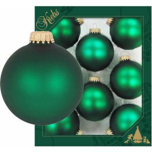 24x Matte velvet groene kerstballen van glas 7 cm